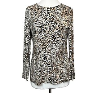 CHICOS the Ultimate Tee Lightweight Rayon/Spandex Long Sleeve Animal Print